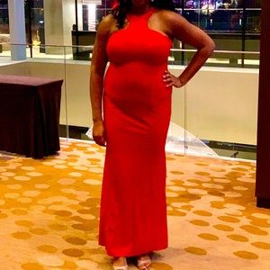Red floor-length formal gown (Size 14)